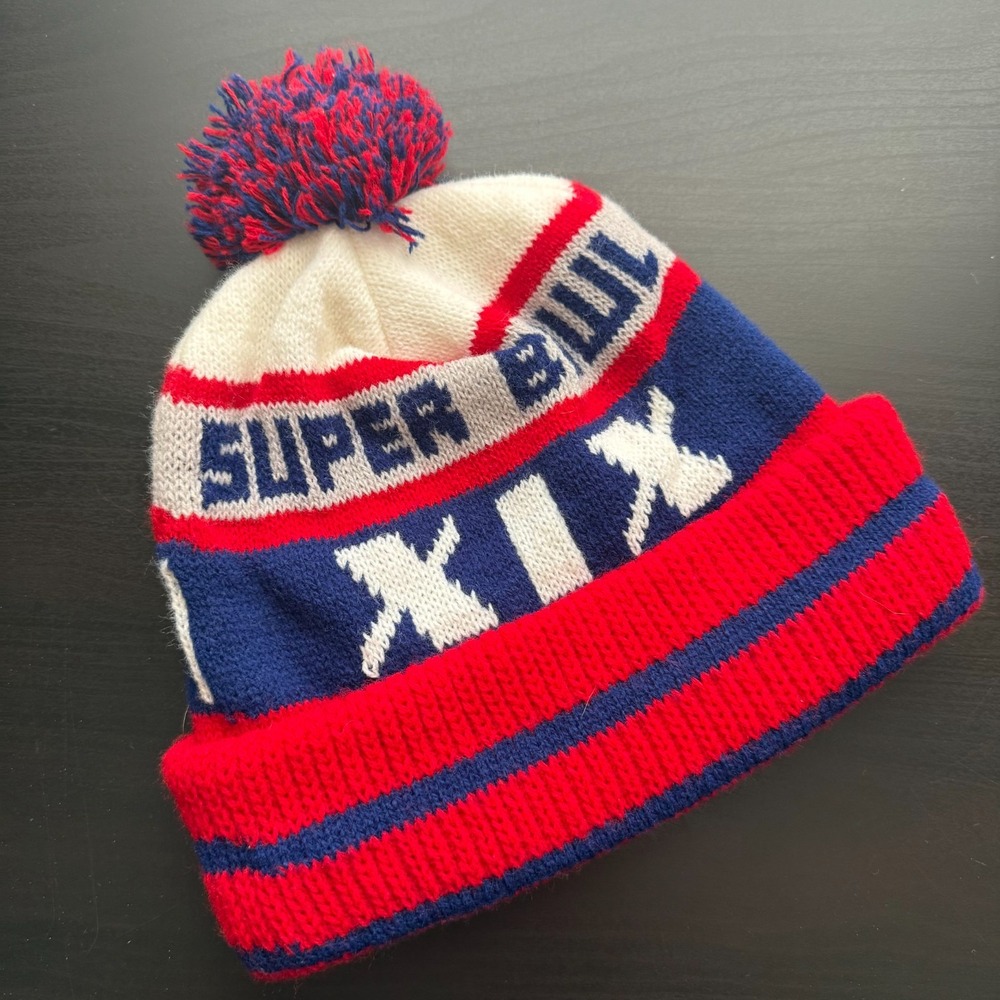 Vintage 80s NFL Superbowl XIX Beanie‎ Snow Ski Cap Pom Pom Stripe Winter Hat